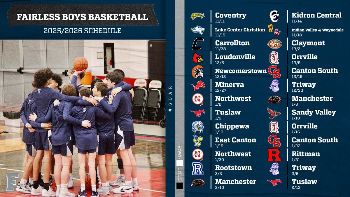 🏀 Mark your calendars, Falcon Nation! The 2025/2026 Boys Basketball schedule is here! Stay tuned for an exciting season ahead. #SOAR #GoFalconsGo