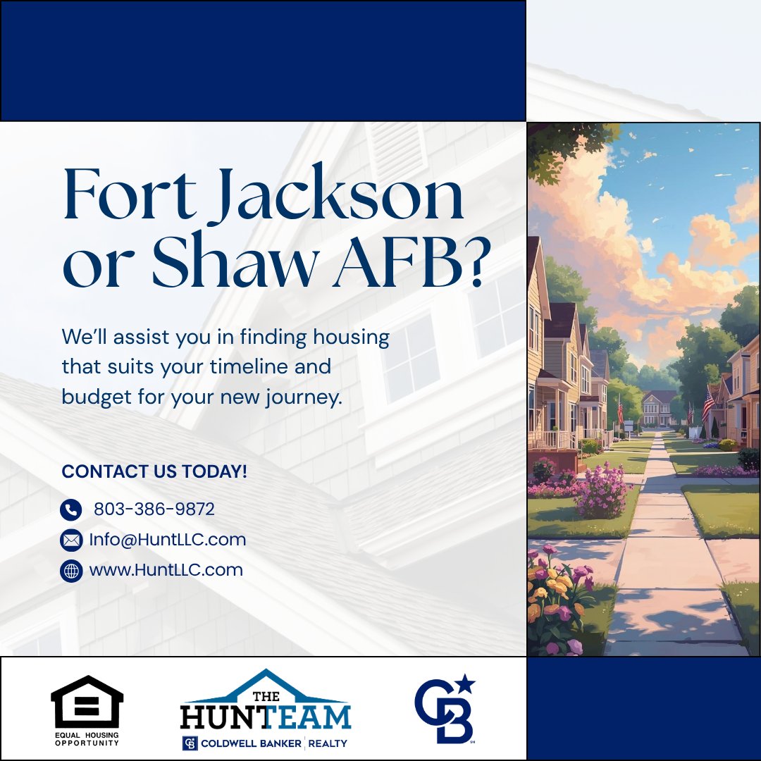 HuntLLC's tweet image. 📦 Just PCS’d to Fort Jackson or Shaw AFB? We’ll help you find housing that fits your timeline and budget. 
👉 Start your search: huntllc.com 
#MilitaryRelocation #PCSing #FortJackson #ShawAFB #RelocationExperts
