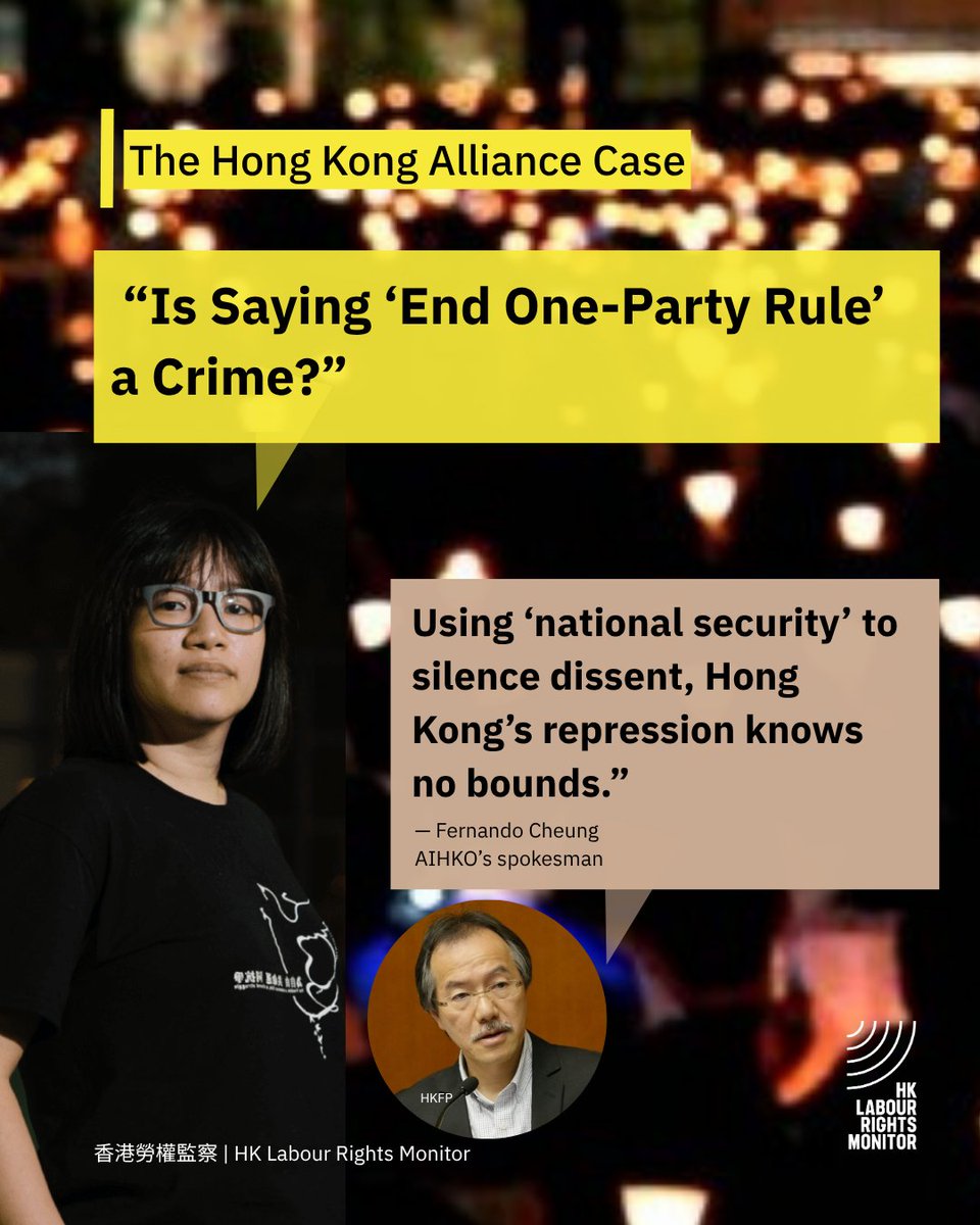 HKLabourRights's tweet photo. @ChowHangTung, detained 1500+ days, asks in court: “Does saying ‘end one-party rule’ now count as a crime?” ⚖️ 
 Prosecution says ANY call to end CCP rule → illegal.
Global solidarity rising 🌏: rallies in Canada 🇨🇦 & London 🇬🇧 this Sat!
Full: https://t.co/kA5IVNZCGr

🕯️2pm Sat 8 Nov
📍Outside the Chinese Embassy, London
49 Portland Place, London W1B 1JL
 
Stand for Hong Kong. Stand for freedom. 💪

Co-hosted by : @DemocracyforHK, Hong Kong Labour Rights Monitor, June 4 Sparks, @TWDemocracy2024,
@thecfhk, @WorkersAntiCCP