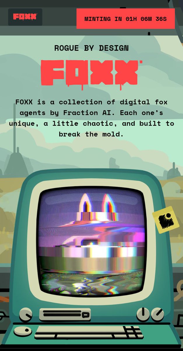 Humblefarms1's tweet image. Are you ready
 just few minutes to foxx NFT mint

Foxx NFT is more than just NFT 
Stay tuned for more updates on @FractionAI_xyz ..