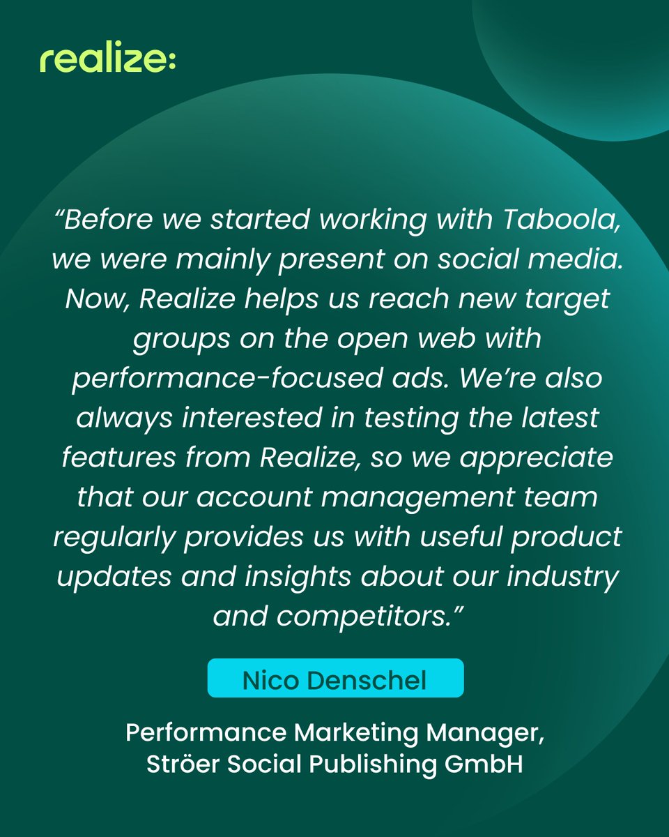 taboola's tweet image. @Ströer’s story proves there’s life (and performance) beyond social media! 💡

With Realize, they reached new audiences across the open web. Discover how we powered 3X the reach and 2X the revenue growth: taboola.com/resources/case… 

#PerformanceMarketing #OpenWeb #MarketingStrategy…
