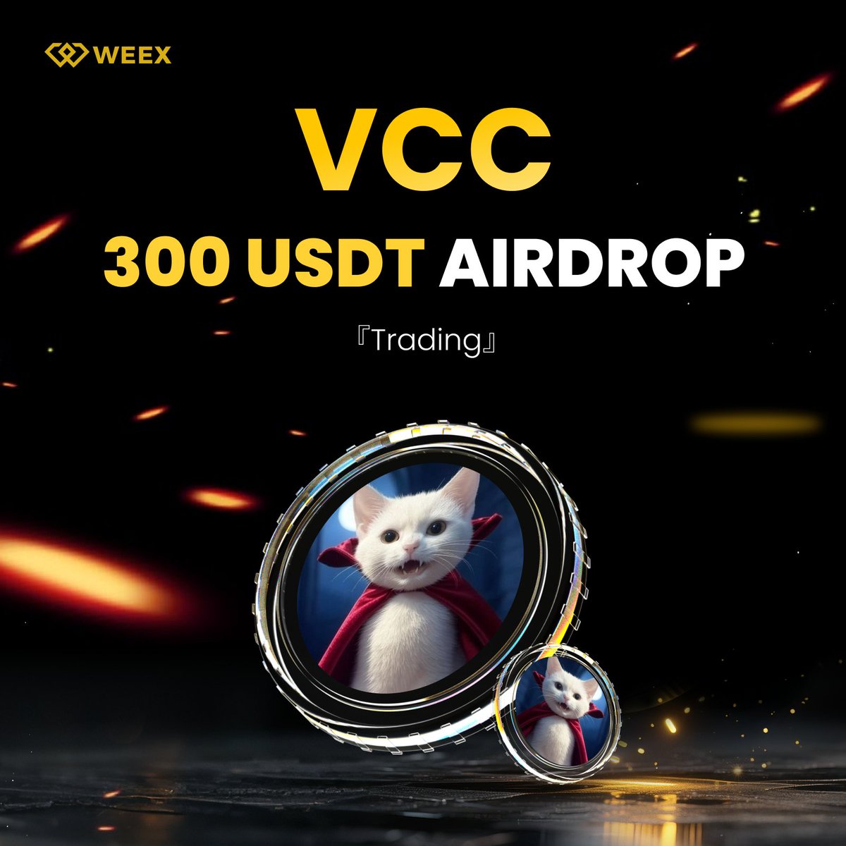 🎃 $VCC <a href="/VampCatCoinSOL/">VampCatCoin 🐈</a> Trading #Airdrop is LIVE! 
🎁 300 USDT prize pool shared by 6 random winners!

TASK:
🔸 Follow <a href="/WEEX_Official/">WEEX</a>
🔸 RT + LIKE+ Tag friends
🔸 Trade $VCC On WEEX 
🔸 Comment your WEEX UID

⏳ Ends in 5 days
👉 Register On WEEX:weex.com/events/welcome…