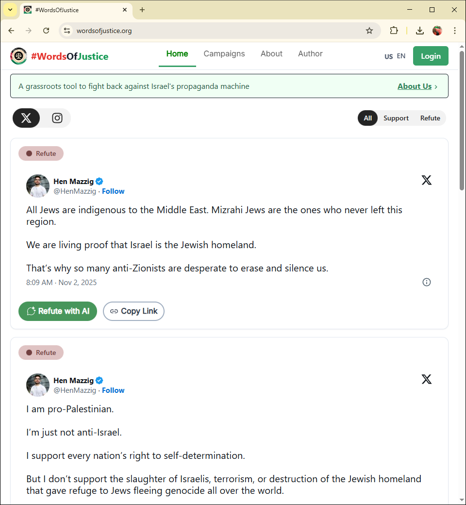 Gengs, ada kabar penting!
Julid Fi Sabilillah di Indonesia akan punya website yang satu pintu dengan gerakan melawan narasi Zionis di Malaysia, Jerman, dan Amerika Serikat.
Jadi, berbagai Twit Zionis yang perlu kita lawan narasinya akan ditampilkan di sini:
