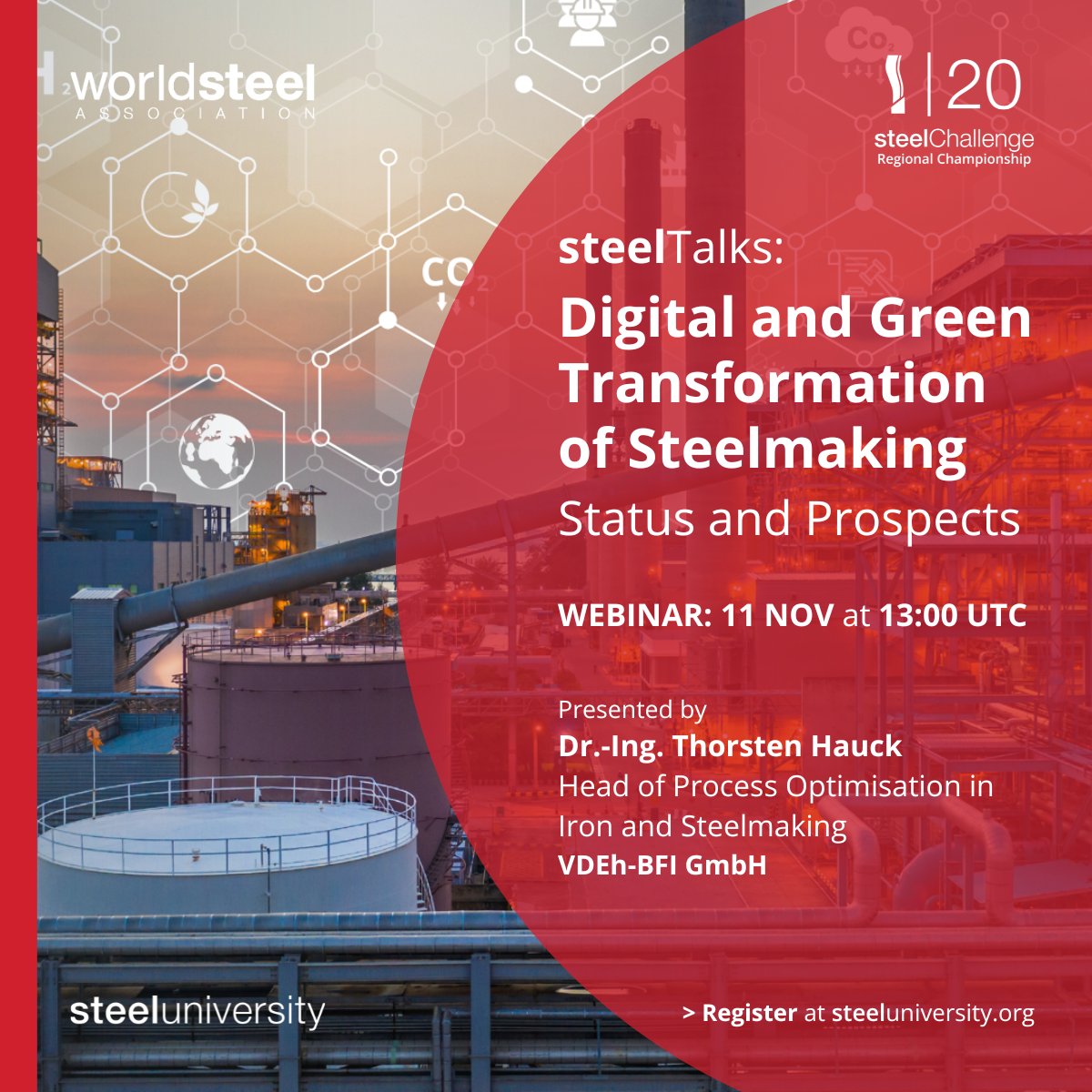 steeluniversity's tweet photo. 🌱💻 The future of steel is green and digital.

Join Dr.-Ing. Thorsten Hauck (VDEh-BFI, Germany) and discover how #decarbonisation and #digitalisation are reshaping #steelmaking — from AI-driven process control to low-carbon production.

🔗: https://t.co/iIxmz3IkML

#steelTalks https://t.co/k649igCkk8