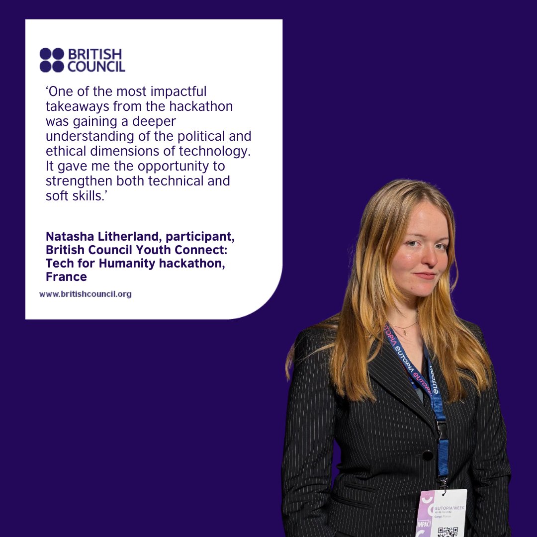 From a British Council hackathon in Paris to joining UNESCO’s Global Youth Community 💡

Natasha’s Human Story demonstrates how technology and human-centred thinking can spark change: ow.ly/qsjA50Xkhf4

#HumanStories #YouthVoices <a href="/fr_British/">British Council</a>