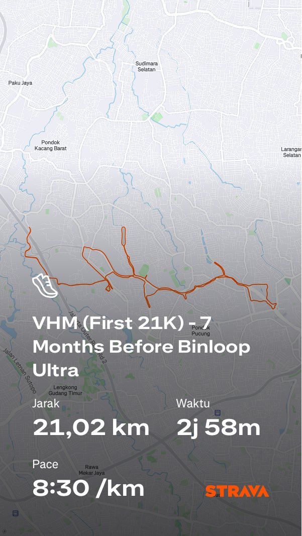 crazyfathir's tweet photo. my virgin 21k edisi ogah tembus sub 3

(prepare 7 months before Binloop Ultra) https://t.co/Hlxe3nWk7M