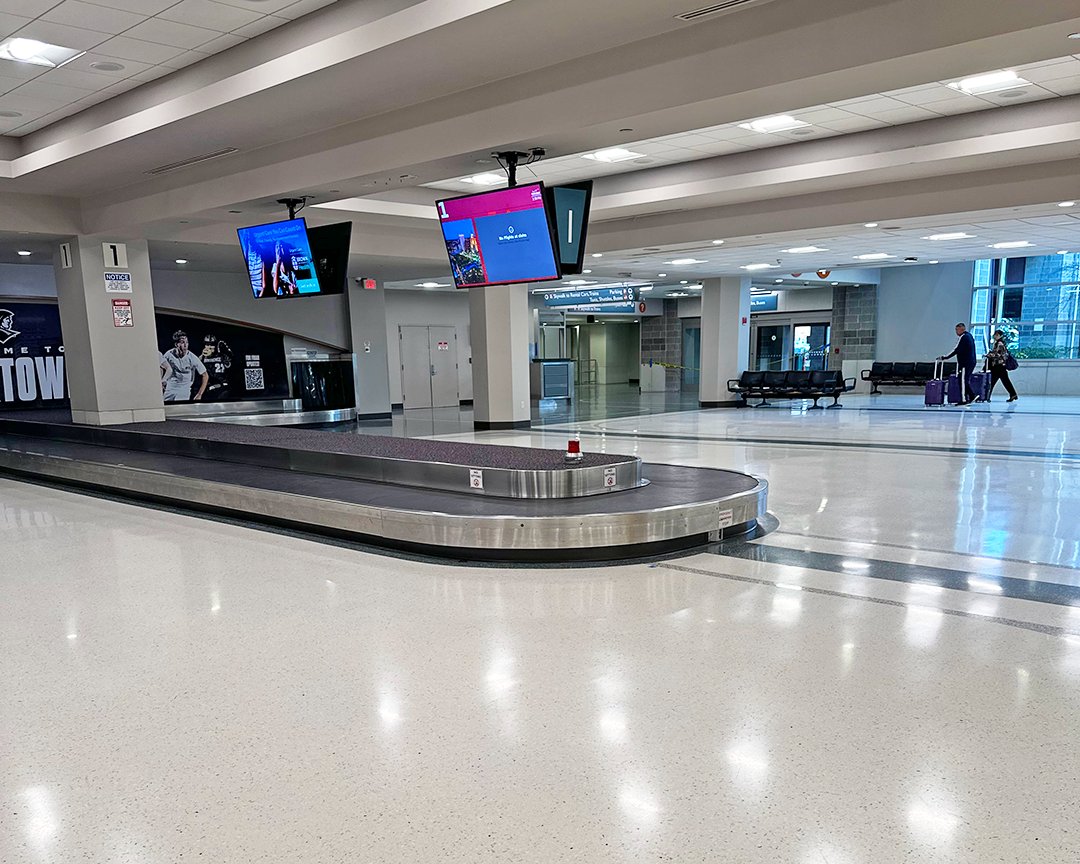 IFlyRhodeIsland's tweet photo. Construction update! 🚧 There's new flooring in Baggage Claims 1 &amp; 2...and it looks great! ✈️ #FlyRI #PVD #TFGreen #ConstructionUpdate https://t.co/4dkmizspMj