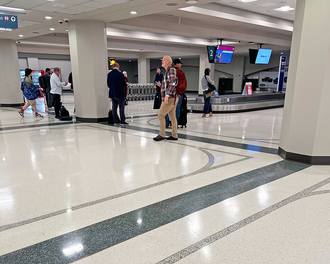 IFlyRhodeIsland's tweet photo. Construction update! 🚧 There's new flooring in Baggage Claims 1 &amp; 2...and it looks great! ✈️ #FlyRI #PVD #TFGreen #ConstructionUpdate https://t.co/4dkmizspMj