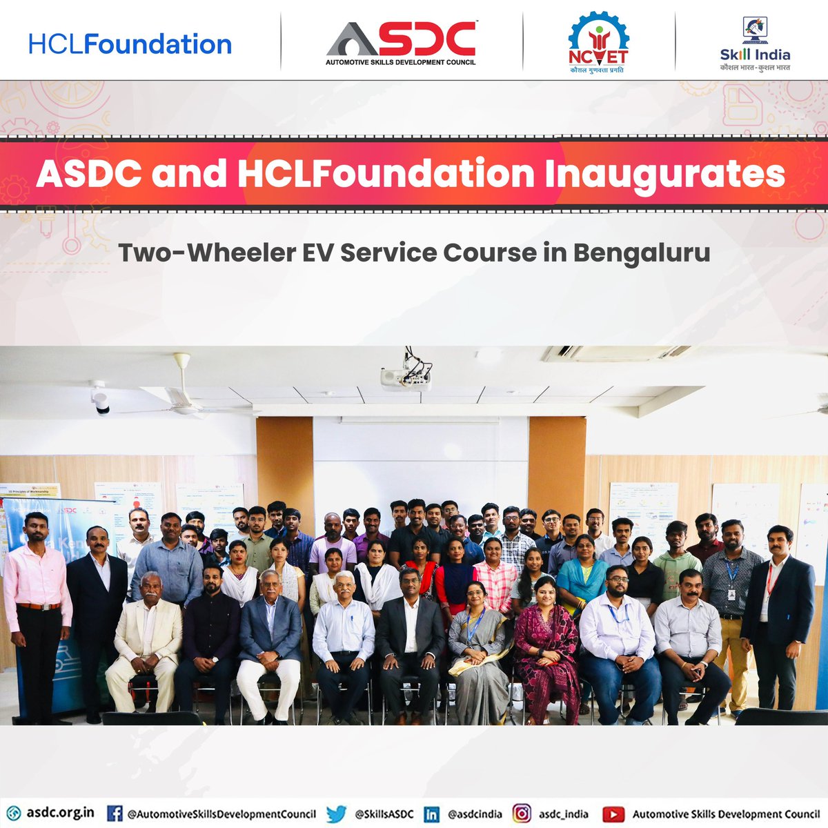 SkillsASDC's tweet photo. ASDC, in partnership with HCLFoundation, inaugurated the Two-Wheeler Electric Vehicle (EV) Service Course at Nandi Toyota, Bengaluru.

#ASDC #HCLFoundation #ElectricMobility #SkillDevelopment #EVTraining #Sustainability #WorkforceDevelopment #EVRevolution #FutureSkills https://t.co/psJQOw3Dbs