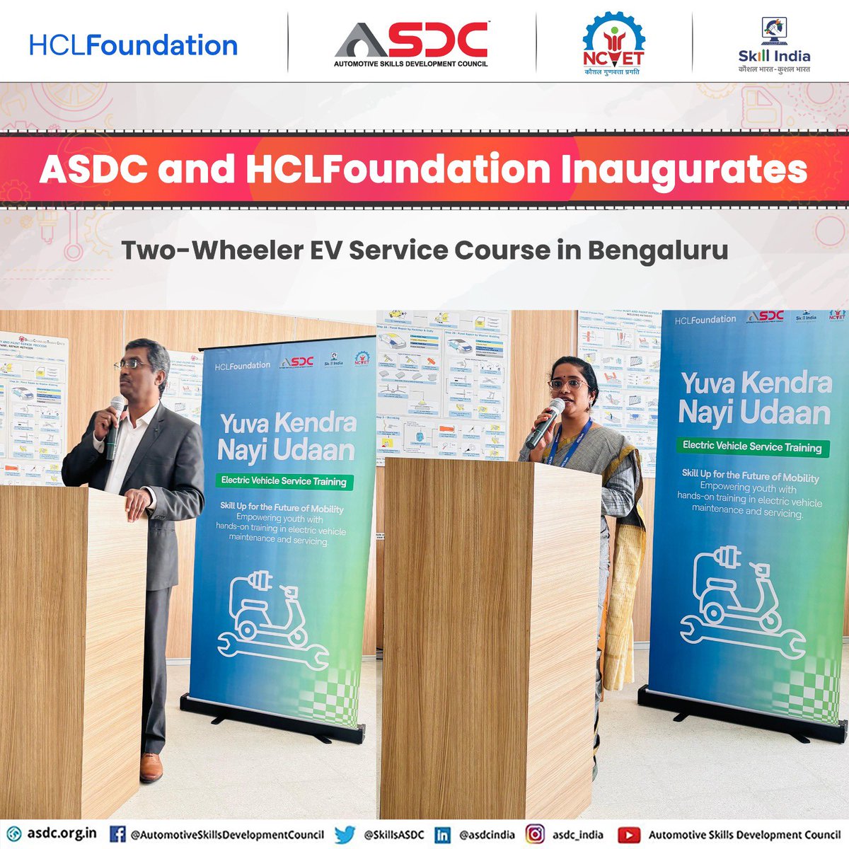 SkillsASDC's tweet photo. ASDC, in partnership with HCLFoundation, inaugurated the Two-Wheeler Electric Vehicle (EV) Service Course at Nandi Toyota, Bengaluru.

#ASDC #HCLFoundation #ElectricMobility #SkillDevelopment #EVTraining #Sustainability #WorkforceDevelopment #EVRevolution #FutureSkills https://t.co/psJQOw3Dbs
