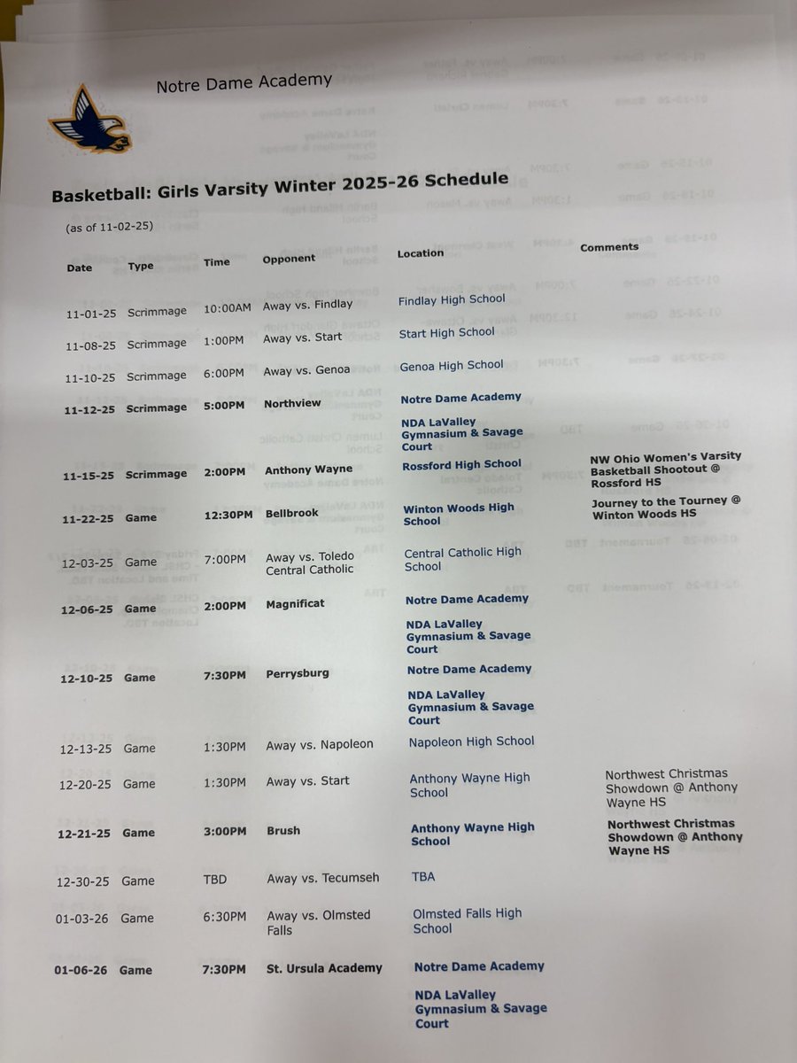 Here’s our schedule. Come check out a game! 💪