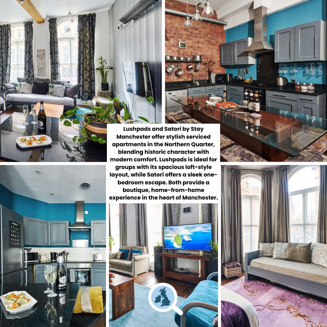 Stay in the heart of Manchester’s Northern Quarter with Lushpads &amp; Satori by Stay Manchester — where heritage meets modern luxury. 🏙️

 Whether it’s the spacious 3-bed Lushpads or the chic 1-bed Satori, you’ll find comfort, character, and that true Manchester vibe. 💛