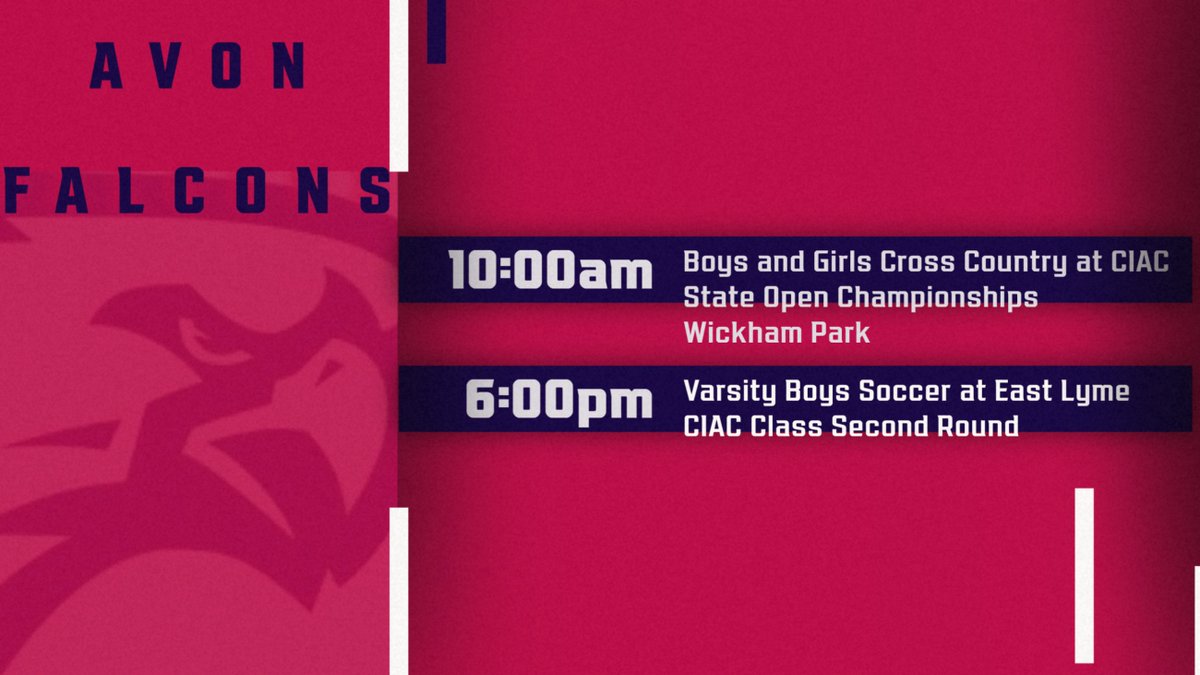 Good luck to our cross country and boys soccer teams today in their respective CIAC tournament events. Go Falcons!