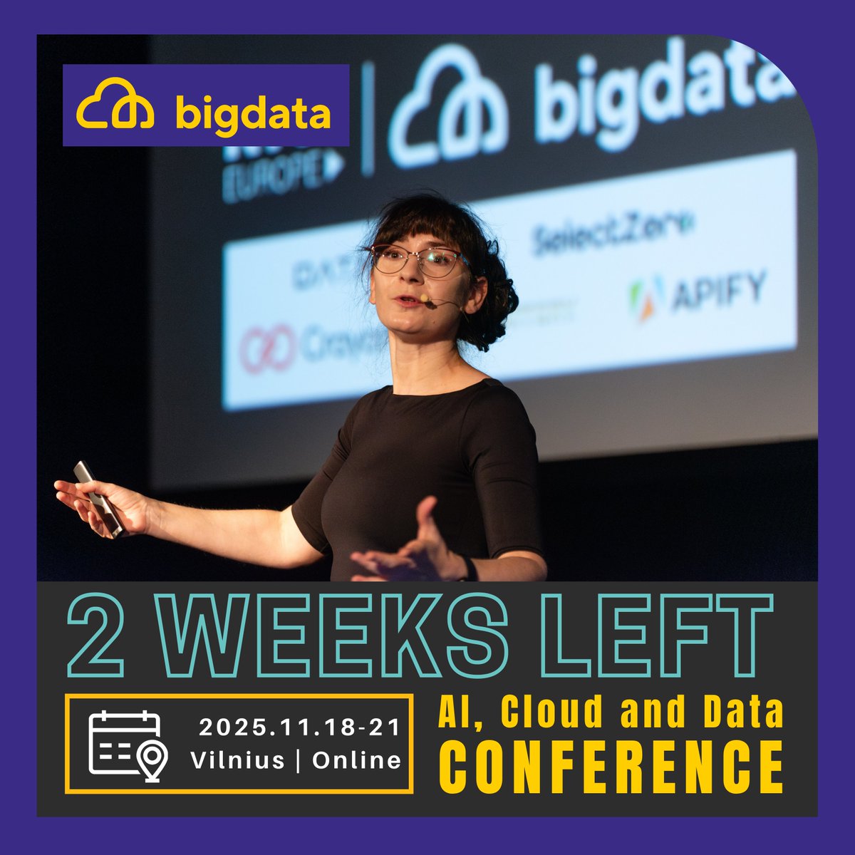 BigDataConfEU's tweet image. ⏳ Just 2 weeks left! Big Data Conference Europe 2025 hits Nov 18–21 (Vilnius &amp;amp; Online). The full agenda is now live, and it’s time to explore what you’ll learn from the experts shaping the future of AI, Cloud, and Data.
 🎟️ -10% with SCHEDULEOUT10 → bigdataconference.eu