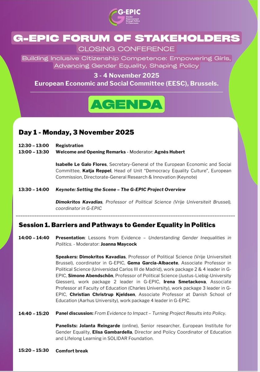 Hoy en #Bruselas en el Foro Europeo sobre "Empoderamiento educativo de las niñas y las adolescentes".

Se han de eliminar los roles de género estereotipados y fomentar la participación política y critica.

Queremos una educación #inclusiva, de #calidad y con #IgualdadDeGénero