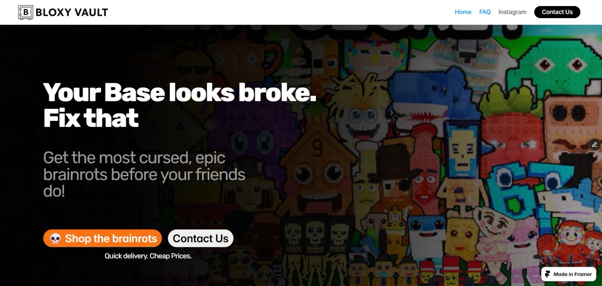AdaScalesBrands's tweet photo. my first ecommerce project ever.
a Roblox brainrot skin store 💀
what do we even sell next 😭
#ecommercewebdesign #ecommerce #webdesign https://t.co/1XmBlQO8Se