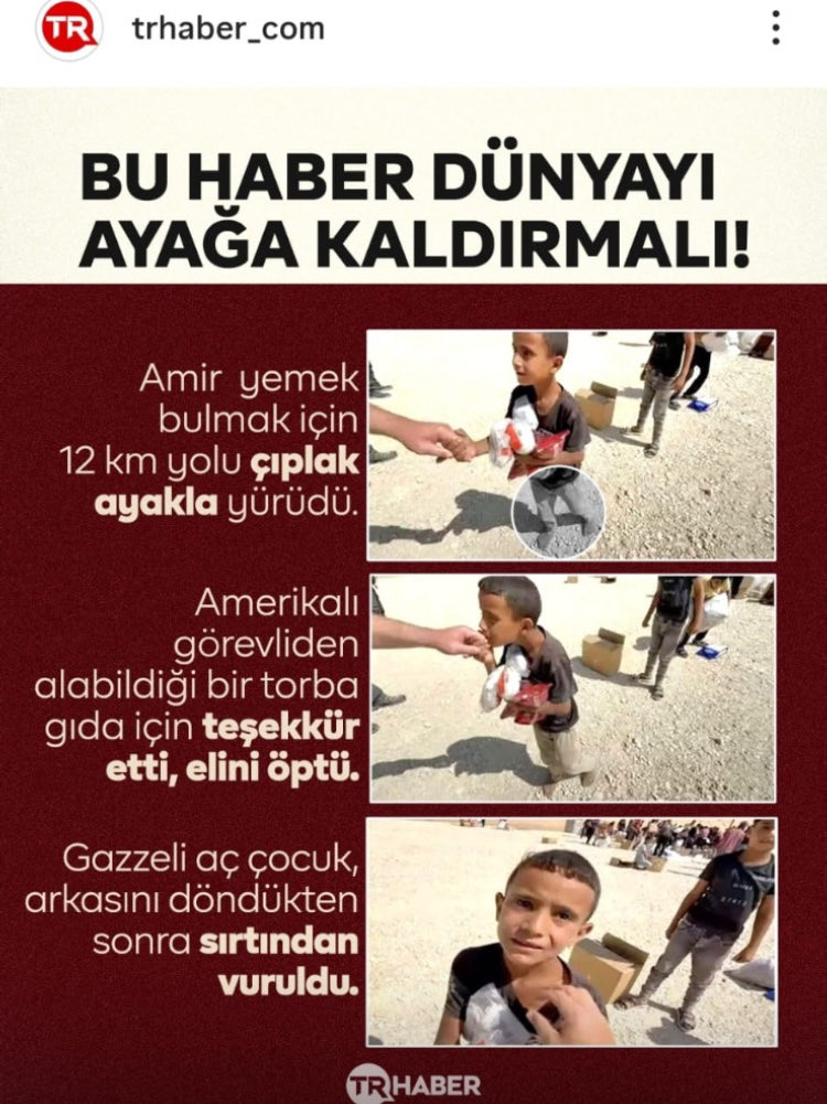 Umredeyken tarafıma gazeteci İbrahim Karagül’ün TRhaber sitesi tarafından dava açıldığını öğrendim. İnstagram gazzeruhu hesabında bu görsel paylaşıldı diye Karagül bizden dava yoluyla para istiyor. Gördüğünüz gibi görseller Gazze’den gelmiş ve sadede yazılar kendilerine ait,