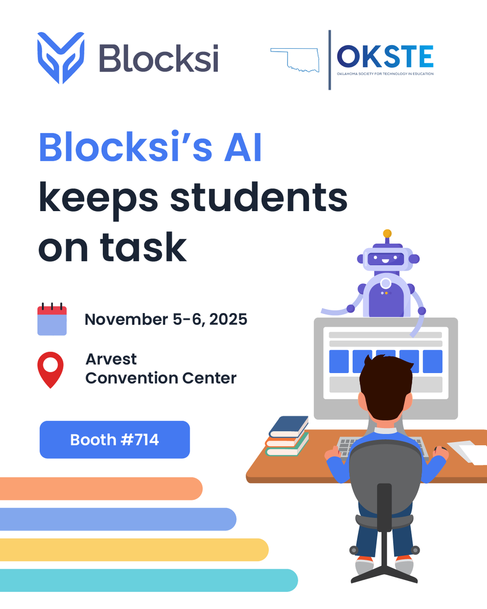 Make sure your students are engaged, not distracted. 🏫
Stop by our booth at OKSTE to see how Blocksi’s AI-powered Classroom Management tools help you achieve this!

#Innovation #DigitalEdu #OKSTE <a href="/okste_org/">Oklahoma Society for Technology in Education</a>