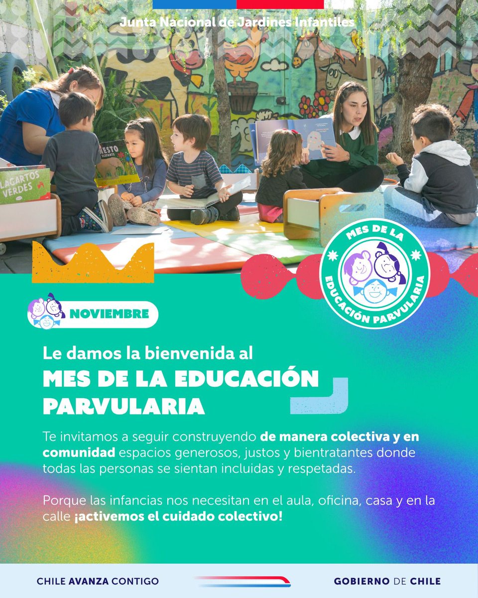 ✨ Noviembre es el Mes de la Educación Parvularia. Invitamos a las comunidades educativas y familias a ser parte de estas semanas llenas de celebración, reflexión y cuidado colectivo. 🫂 #LaEducaciónParvulariaAvanza