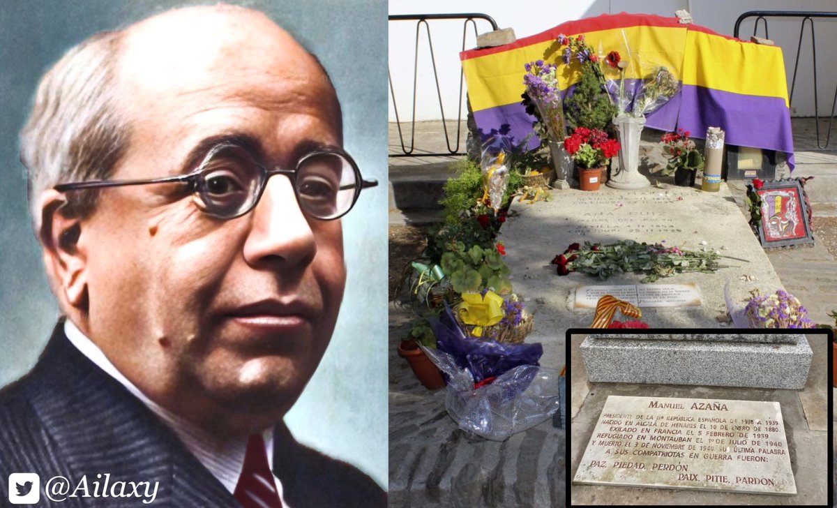 🗓️ Hoy Recordamos a Manuel Azaña, fallecido el 3 de noviembre de 1940, en Montauban (Francia), donde descansa desde entonces. Fue Presidente de la Segunda República Española entre 1936 y 1939, tras haber ocupado cargos clave como Ministro de la Guerra y Presidente del Consejo de
