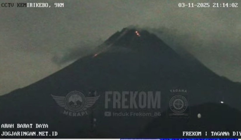 Aktivitas vulkanik gunung merapi 
Senin 3 November 2025  21.15 wib
Status siaga level 3