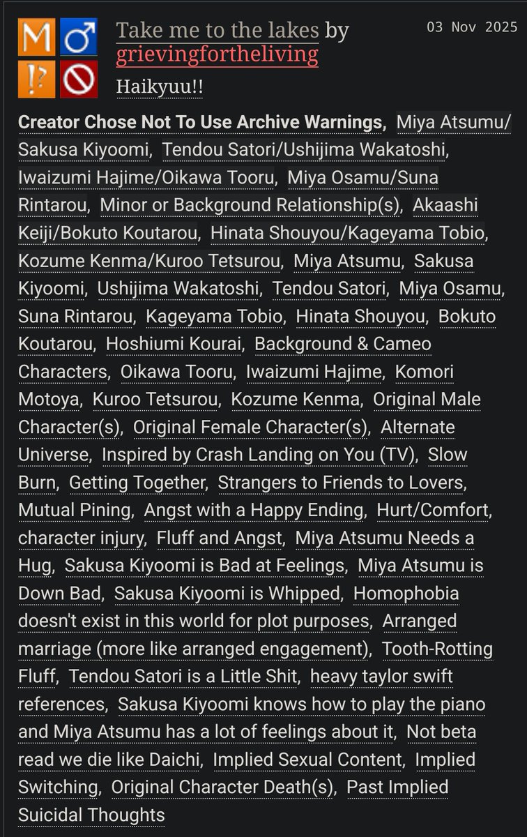 Chapter 8 up!‼️ 

•A Sakuatsu Crash Landing On You AU / #Skts angst with a happy ending ✨️
•Rated M 
•Ongoing 

🔗archiveofourown.org/works/71997721…