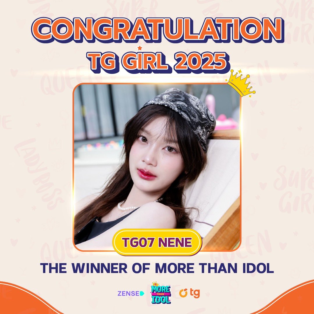 MoreThanIdol_TH's tweet photo. [🎉] TG GIRL 2025 | MORE THAN IDOL

TG GIRL คนแรกของประเทศไทย

Congratulation ‘TG07 NENE’

เนเน่—ธนิดา อัครวุฒิ 

‘𝙏𝙃𝙀 𝙒𝙄𝙉𝙉𝙀𝙍 𝙊𝙁 𝙈𝙊𝙍𝙀 𝙏𝙃𝘼𝙉 𝙄𝘿𝙊𝙇’

#MORETHANIDOL_FINAL
#TG_GIRL #TG07_NENE 
#MORETHANIDOL #ZENSEMORE https://t.co/RScWaiDq64