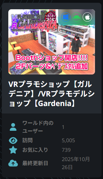 #VRプラモショップガルデニア 5000 Visits!!!!

ということで来訪者5000人達成です。ありがとうございます。
いやまぁ一人で複数回訪れてる人結構いるだろうから厳密に5000人って訳でもないだろうけども！