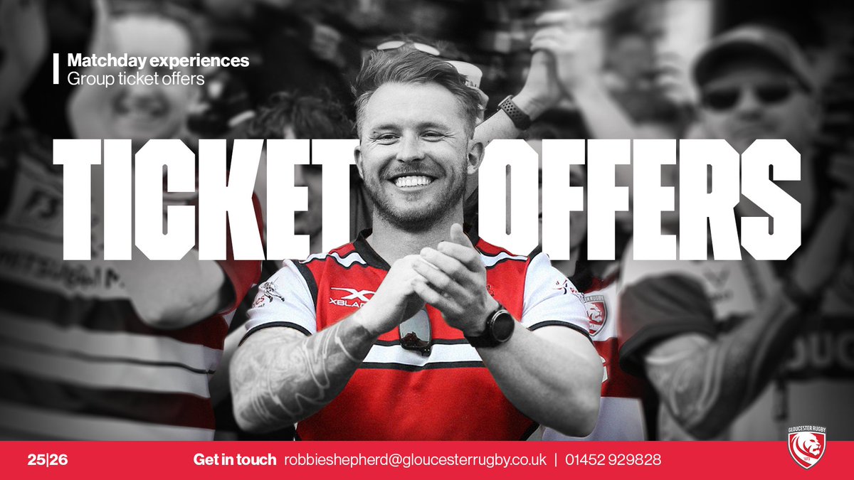 <a href="/Saracens/">Saracens Rugby Club</a> 🎟️ Coming in a group of more than 7? 

📧 Contact robbieshepherd@gloucesterrugby.co.uk for group ticket discounts.