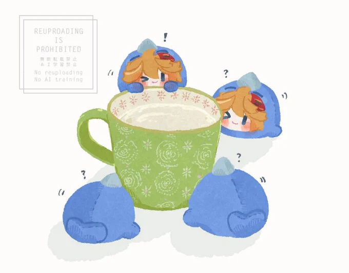 マグカップに入った炎水に釣られる野生のくじらちゃんです