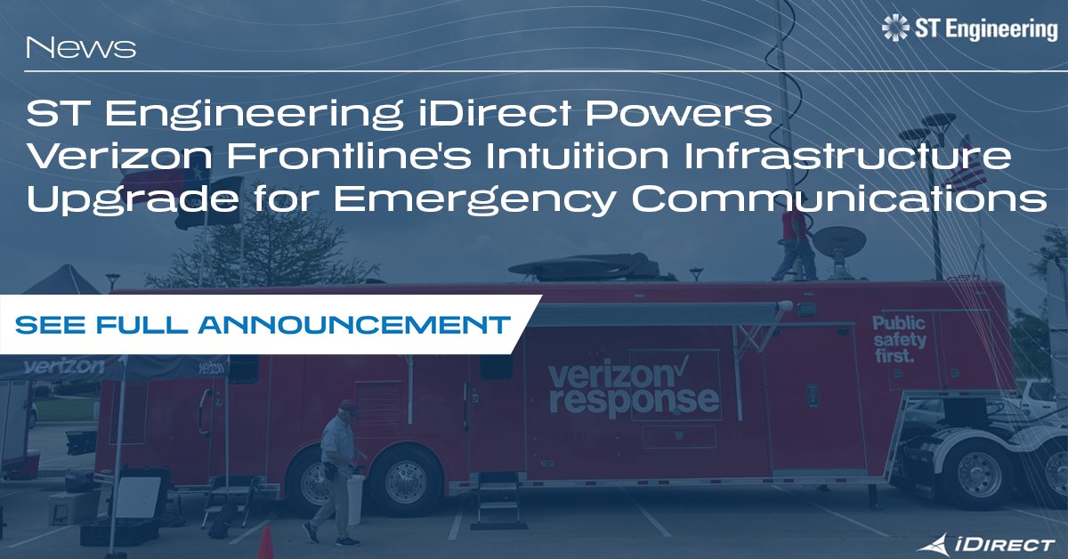 iDirect's tweet image. We&apos;re proud to announce @vzfrontline is upgrading its network to the @iDirect Intuition infrastructure.

Together, we’re powering smarter, faster, and more resilient emergency communications for first responders nationwide. Learn more: bit.ly/4hJODc2

#STEngineering