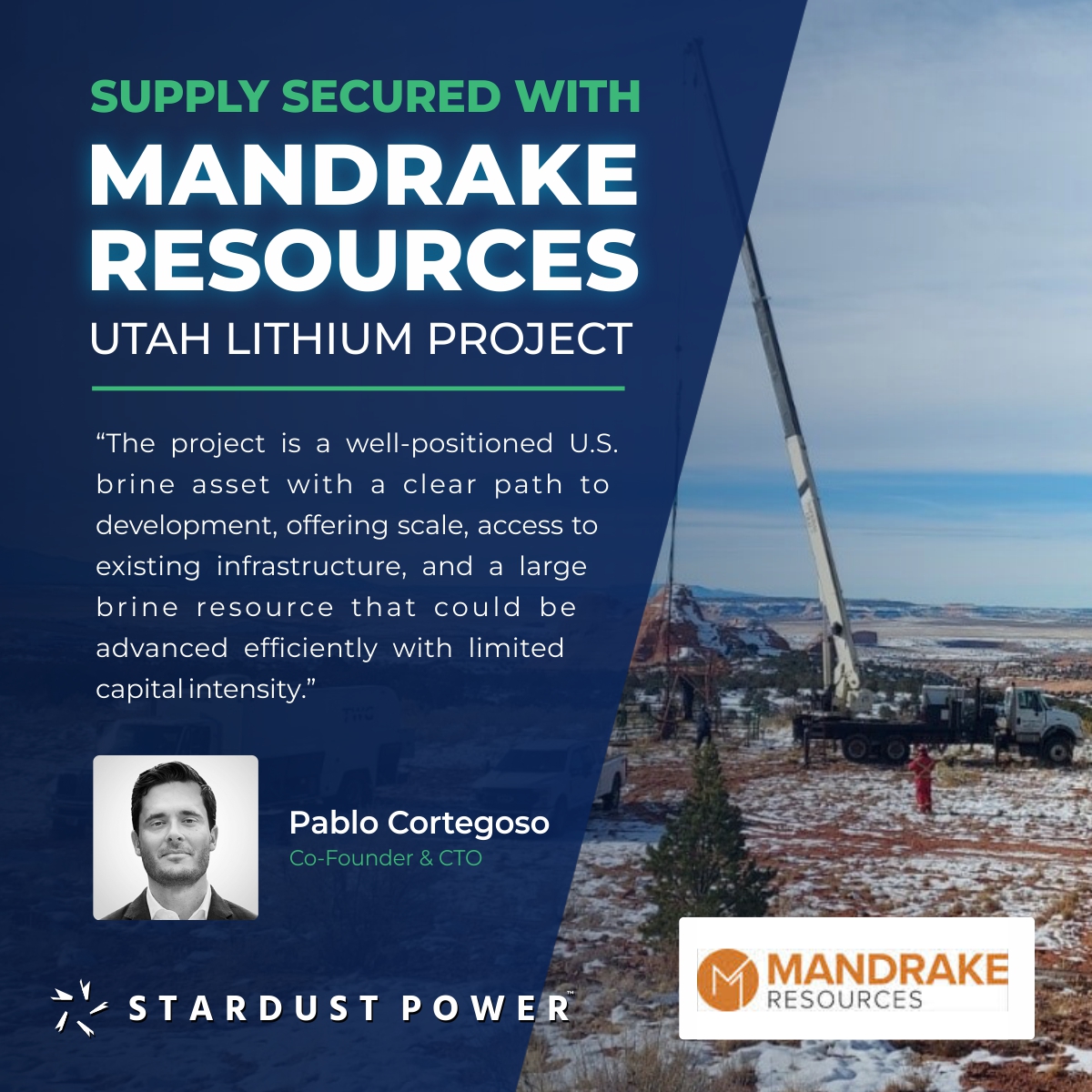 SDST_Power's tweet image. 🚀 More Lithium Supply Secured! We signed an LOI with Mandrake Resources to source lithium chloride from the Utah Lithium Project, strengthening US feedstock for Muskogee refinery &amp;amp; validating our flexible centralized model.
🔍zurl.co/SkcLv
$SDST #Lithium #StardustPower