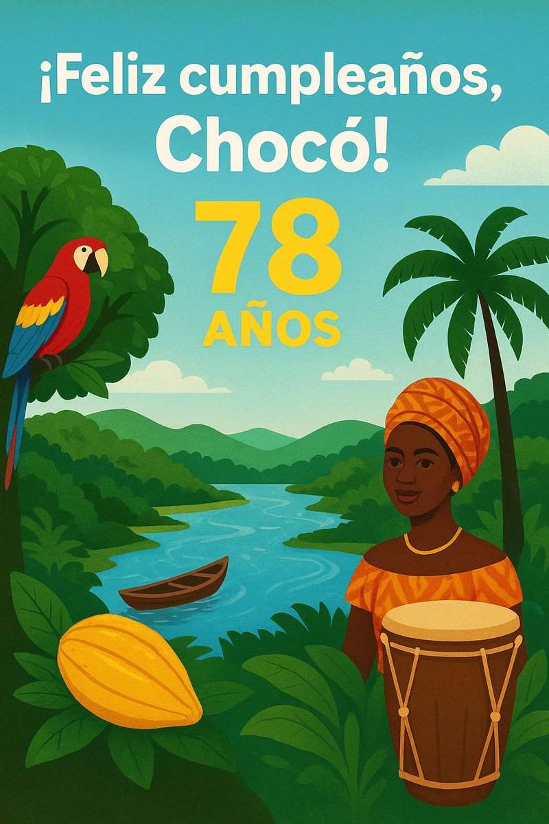 ¡Feliz cumpleaños, Departamento del Chocó!

Celebramos con orgullo tus 78 años de vida institucional, símbolo de historia, identidad y esperanza para todo un pueblo que nunca deja de soñar.

¡Que estos 78 años sean motivo para seguir construyendo territorio! 💚💛💙