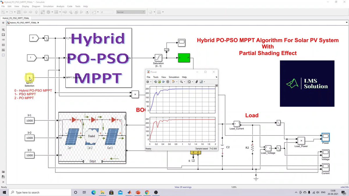 Lms_Solution's tweet photo. Hybrid P&amp;O–PSO MPPT for Solar PV System
🔗 https://t.co/KUArCQ3N5L

MATLAB-based simulation proves 98.5% efficiency with reduced oscillations.

Watch demo 🎥 https://t.co/LZQAtA8EGG

☀️ #HybridMPPT 💡 #SolarOptimization ⚙️ #POMethod 🔋 #PSOAlgorithm 🌍 #RenewableTech 🧠 https://t.co/M6kmMg49Gw