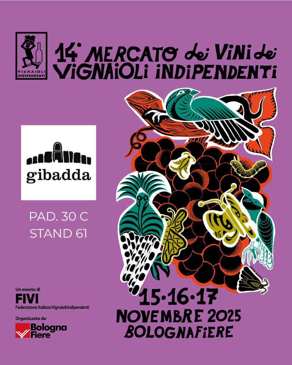 gibadda's tweet photo. Siamo felici di annunciare che anche quest’anno saremo presenti al Mercato dei Vini dei Vignaioli Indipendenti #Fivi a BolognaFiere, dal 15 al 17 novembre!
Sarà un’occasione per presentarti i nostri vini, parlare del nostro territorio e rivedere tanti amici.
Pd 30 - C - stand 61. https://t.co/LRgt4Z0hQR