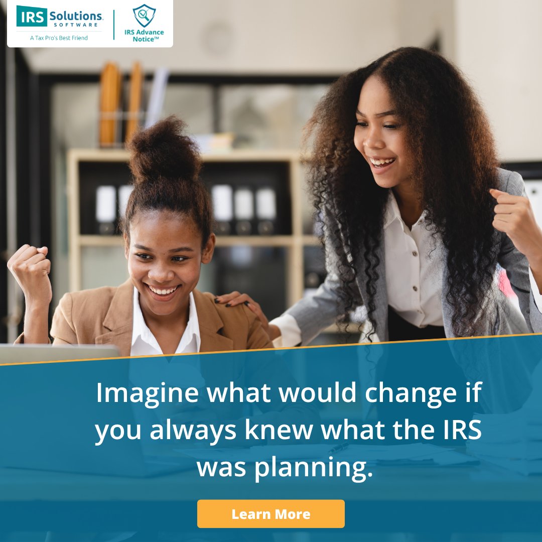 IRSSolutions1's tweet image. 🔮 Award-winning IRS Advance Notice™ automatically monitors IRS transcripts and sends you notice of changes, often months before an official letter arrives. 📬Learn more: hubs.li/Q03FCxCR0 

#irs #taxresolution #taxes
