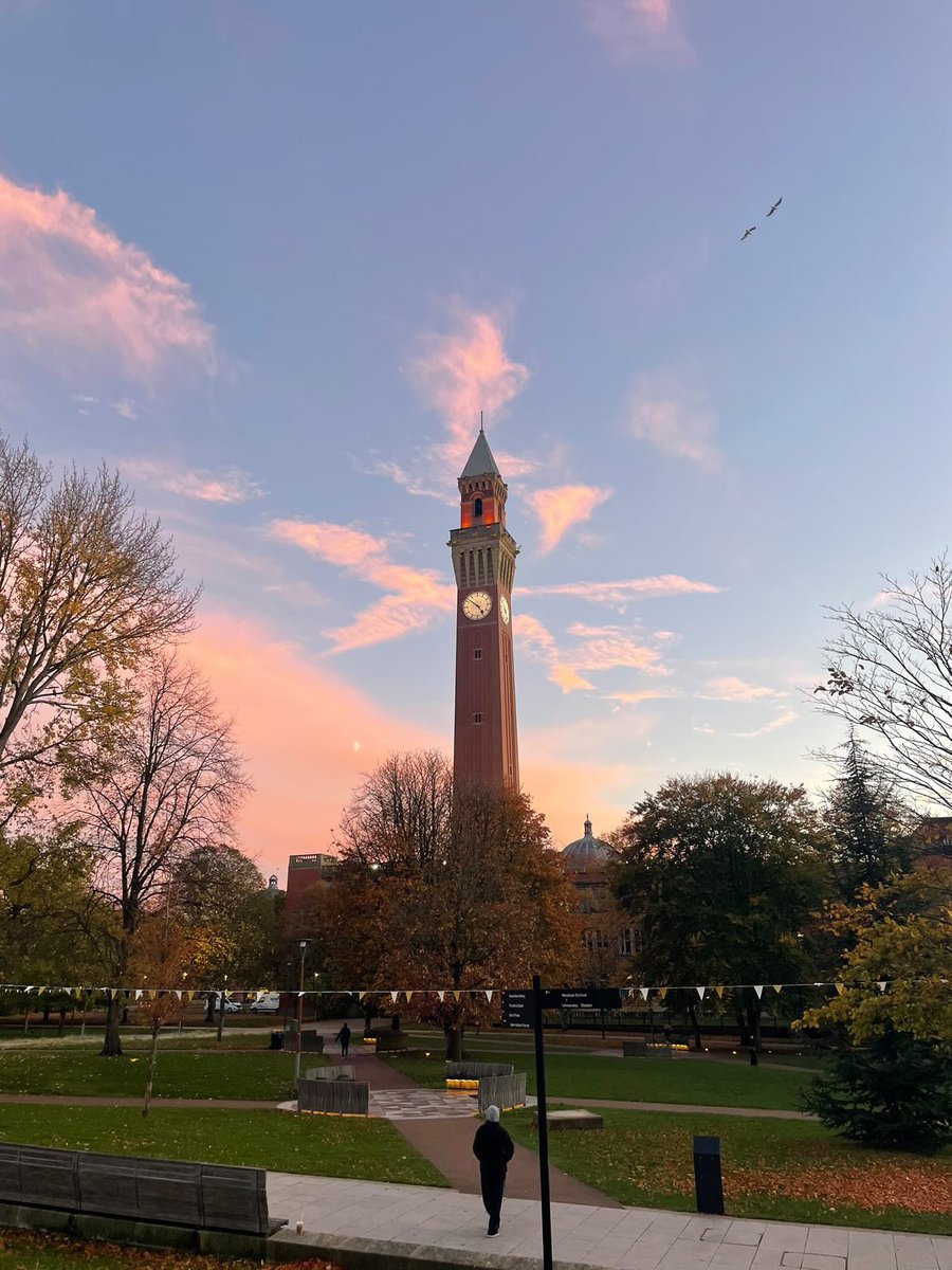 unibirmingham's tweet image. Hello November! 
We absolutely love these images shared by student Maisie of the beautiful skies over Old Joe 🩷