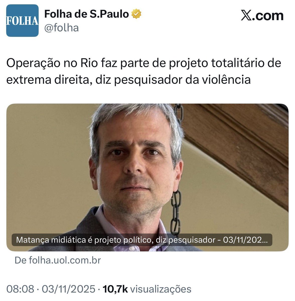1. Entendam a narrativa do consórcio: combater organizações terroristas é um "projeto totalitário de extrema-direita"!!!

2. Será um mero acaso a advogada do CV ter solicitado a AM a inclusão da operação policial, deslanchada pelo governo de <a href="/claudiocastroRJ/">Cláudio Castro</a> , nos inquéritos de