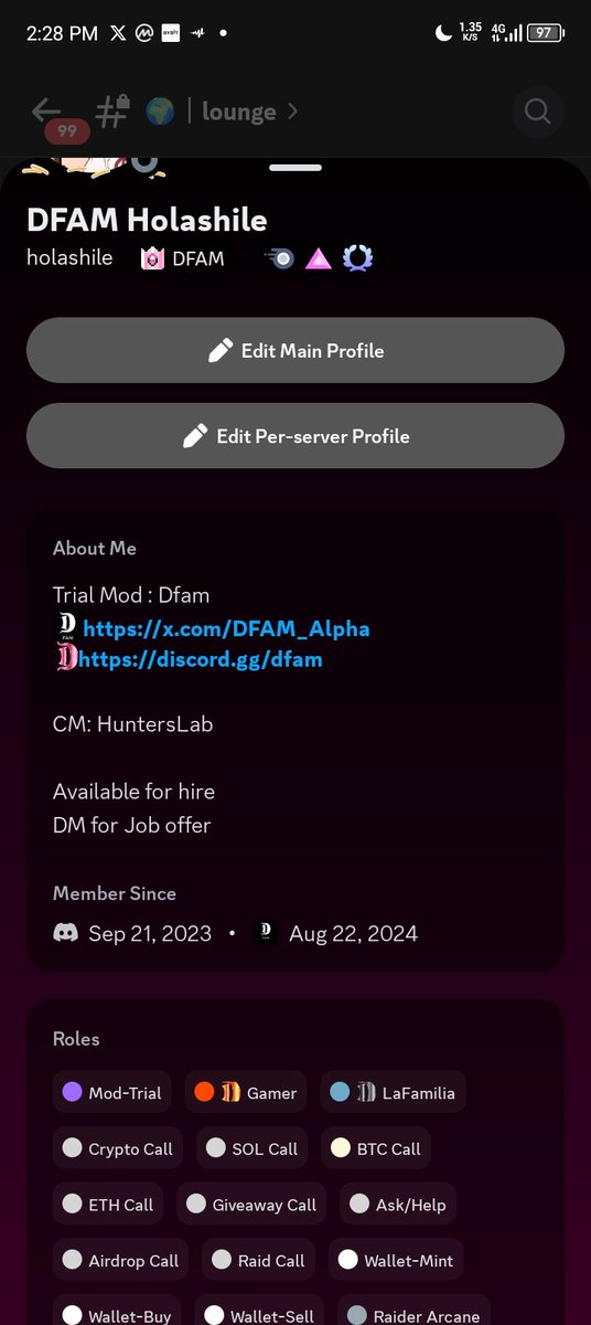 Ho1ash's tweet image. It's a New week of the new month 
Taking on another chapter

Thrilled to Announce I'm now a Trial Mod in @DFAM_Alpha community, Soon to be a full Mod.

Been wanting to be an official mod for a community as this would help me in gaining some experience,make new connections and