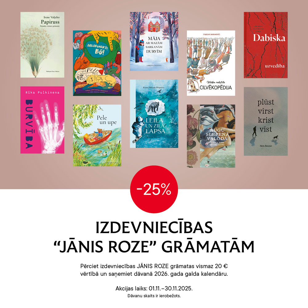 Novembrī gaismu meklē grāmatās! Par godu grāmatnieka Jāņa Rozes un mūsu zīmola dzimšanas dienai no 1. līdz 30. novembrim dāvinām 25% atlaidi visām izdevniecības JĀNIS ROZE grāmatām — arī tām, kas vēl smaržo pēc tipogrāfijas: shorturl.at/0WDmP Lai omulīgi vakari! 📚