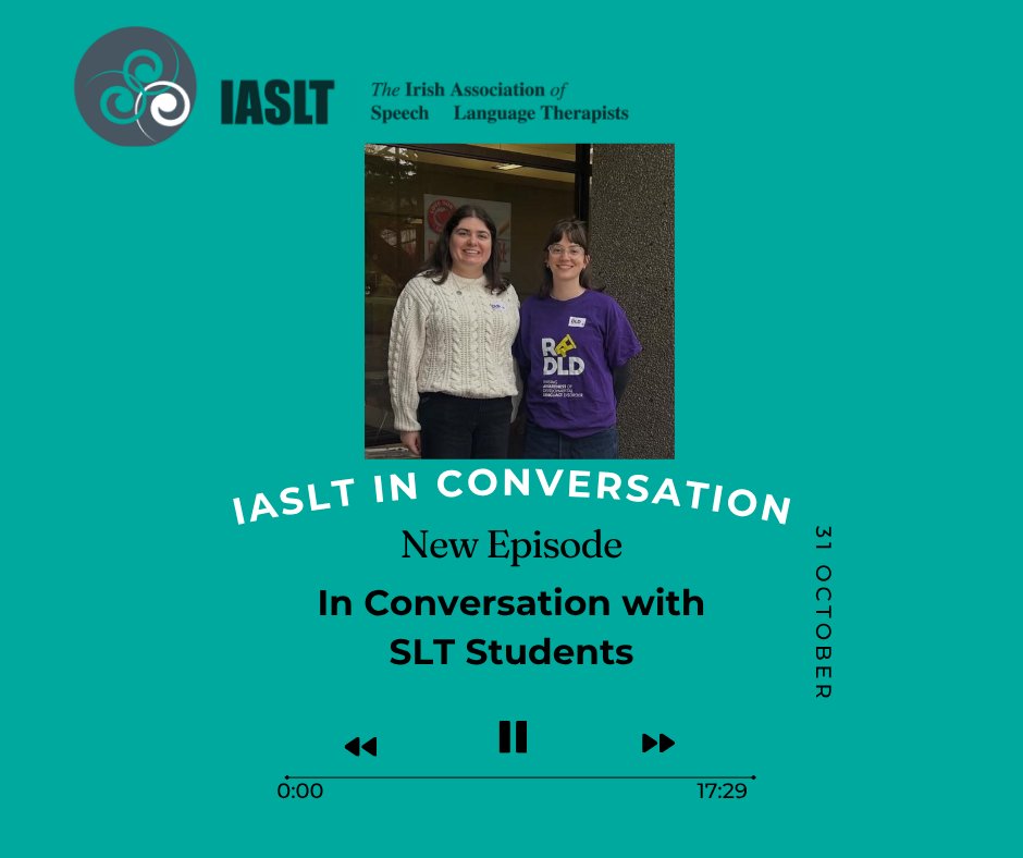 iaslt's tweet image. IASLT in Conversation:
In this episode, we speak with two final year Speech and Language Therapy students Aine and Holly about the profession, the importance of student placements and the work of the Clinical Therapies Society in UCC.
bit.ly/3Lly8Xt
#IASLT #IASLPeeps