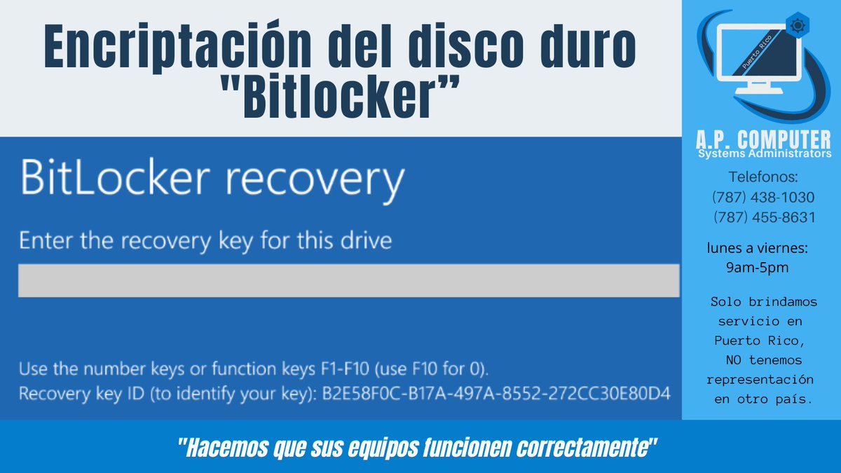 apcomputerprusa's tweet image. Es una manera de asegurar tus datos para que nadie pueda tener accesos a ellos. Protegiengo la información almacenada en caso de robo, pérdida de equipo o acceso no autorizado. 
#reparaciondecomputadoras #reparaciondelaptops #APComputer  #APComputerPR #APComputerPRUSA #Dios #God