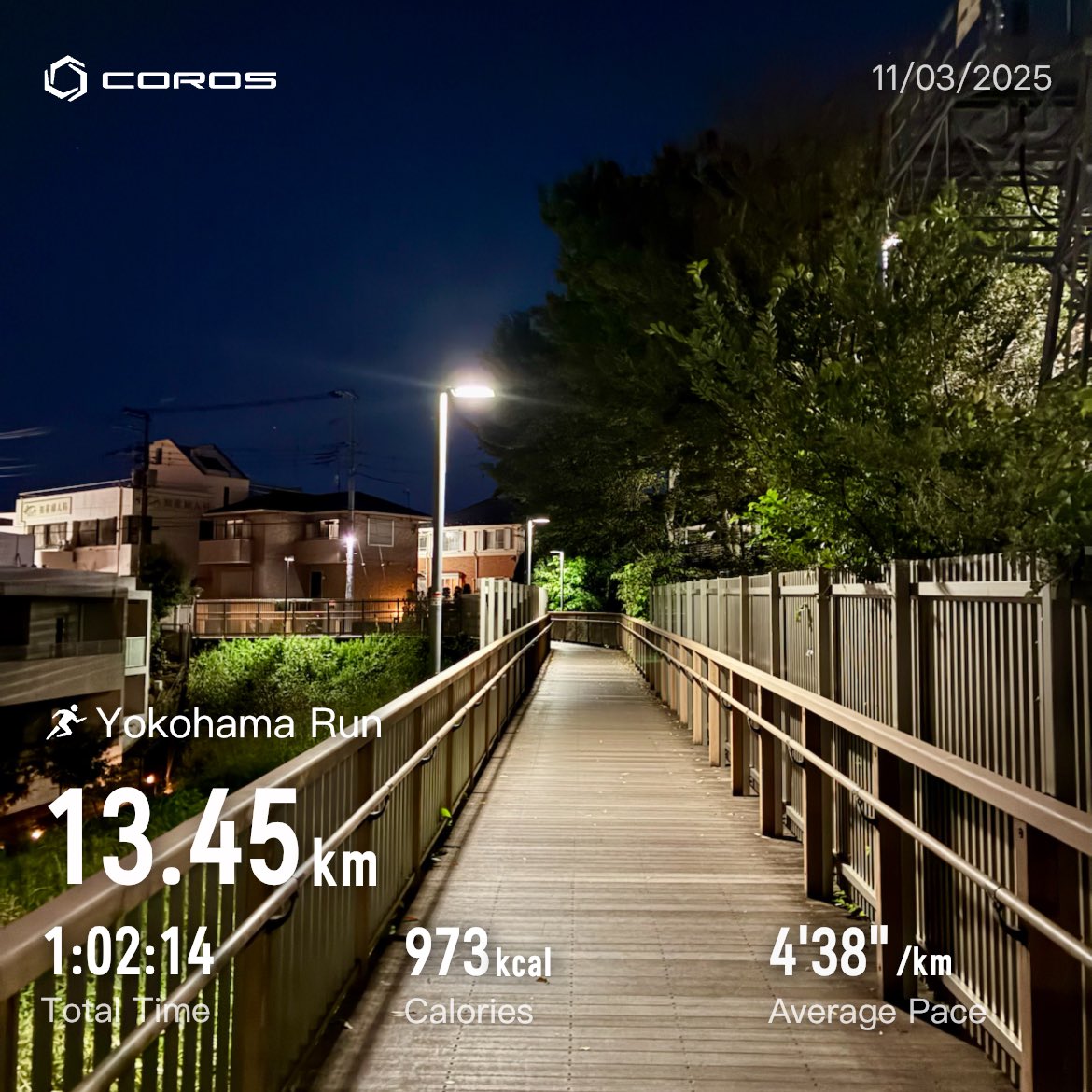 ラン
　E50分/T12分
　(11月合計40km/T12分)

補強
　バーピージャンプ 30回
　膝ころ　30回
　ケトルベルスイング 90回
　縄跳二重跳び 300回
　(11月計30回/30回/90回/300回)
#サブエガ  #coros #pacepro