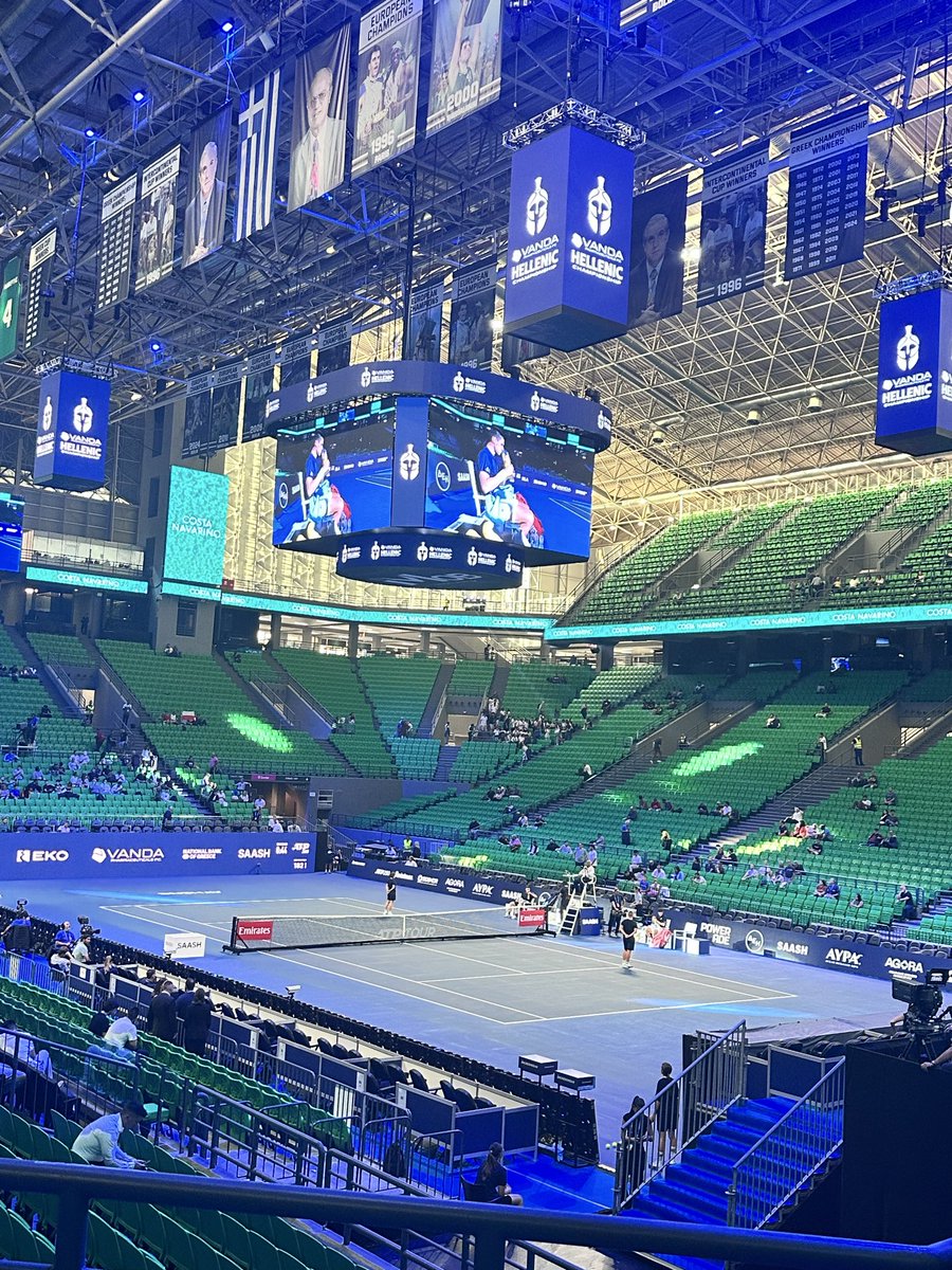 Imponująca jest hala domowa koszykarskiego Panathinaikosu Ateny, w której aktualnie rozgrywany jest turniej <a href="/atptour/">ATP Tour</a> 250, a swój mecz rozgrywa Kamil Majchrzak 🤩