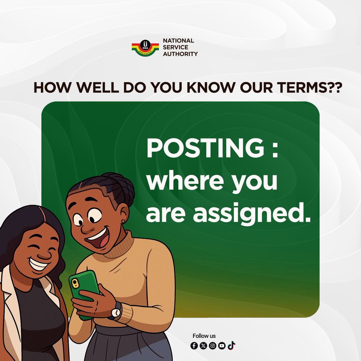_nsagh's tweet photo. How well do you know the terms associated with deployment and posting of Service Personnel? 

#JobForTheYouth
#NSAForTheYouth
#BuildingTrustAgain https://t.co/22UG03wCqR