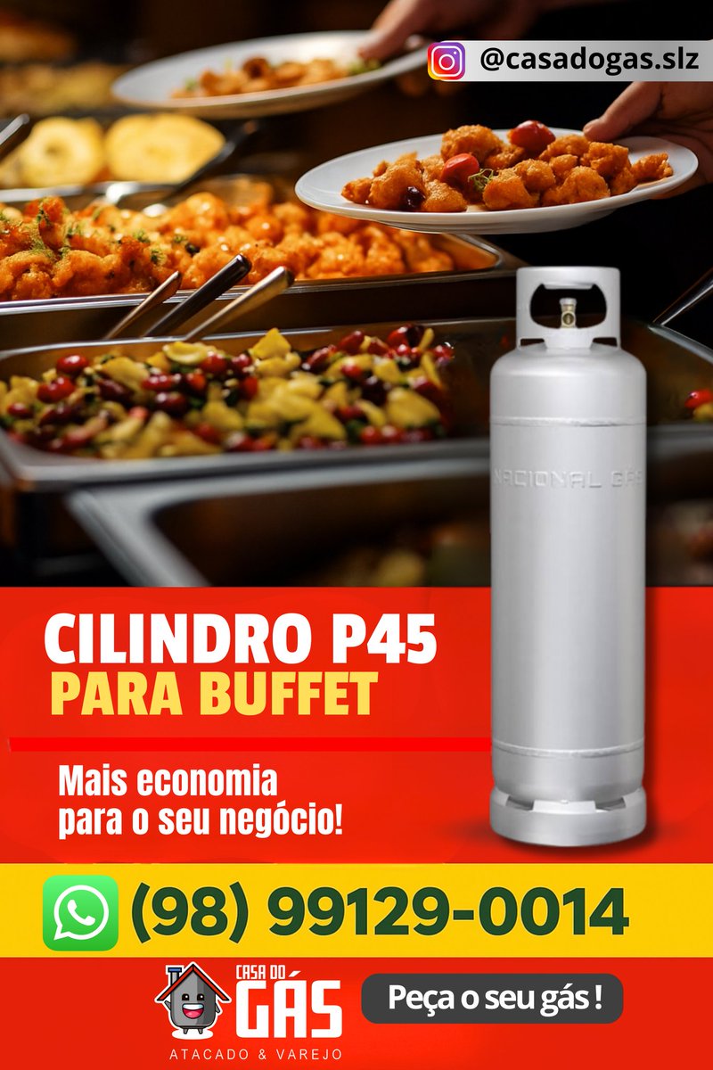 casadogas's tweet image. O #Cilindro #P45 é a escolha ideal para quem trabalha com #buffets,#restaurantes,#lanchonetes e #eventos que exigem alta performance e rendimento.
Ele rende muito mais do que os #botijões comuns, mais durabilidade, mais autonomia e menos trocas de botijão, garantindo praticidade.
