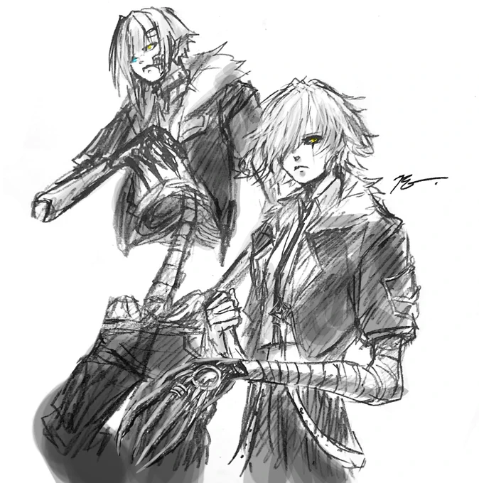 異形兄妹を変身前と後を並べてみたり…  #イラスト 