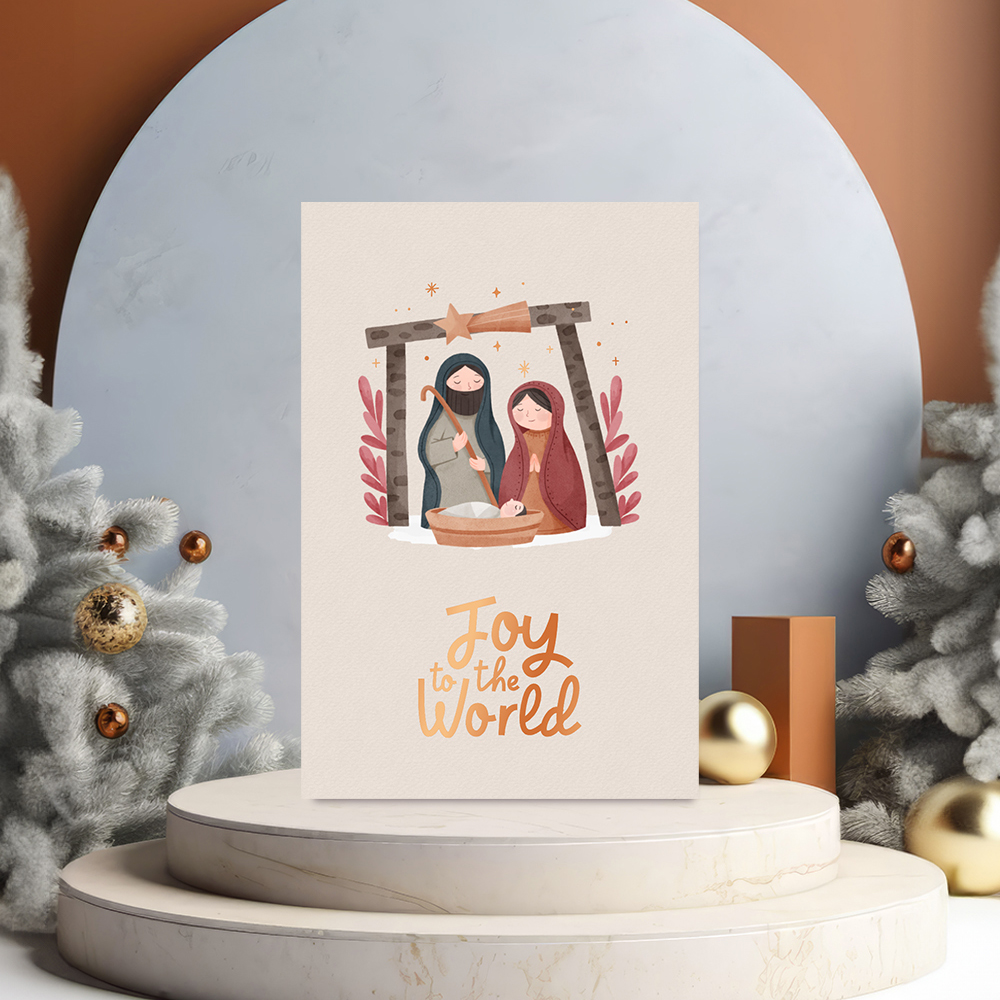 Christelijke kerstkaart met kerststal en goudfolie.
koningkaart.nl/kerstkaarten/k…