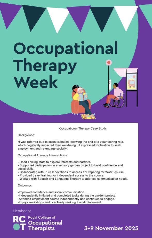 McrCALDS's tweet photo. Here is our first case study of the week from the North locality💚

Occupational Therapy support at the right time is key to prevention and improving health and social care outcomes. 

#OTweek2025 https://t.co/STRFI3d9Um