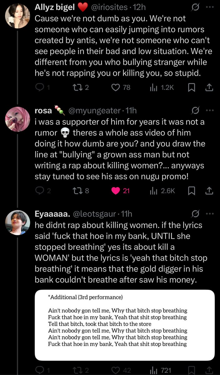 kittkillers's tweet photo. leoz just embarrassing themselves cause how u gonna call a whole video a rumour & then correct op by saying he was calling women hoes?? is that meant to make it any better https://t.co/KgX67uQFWq